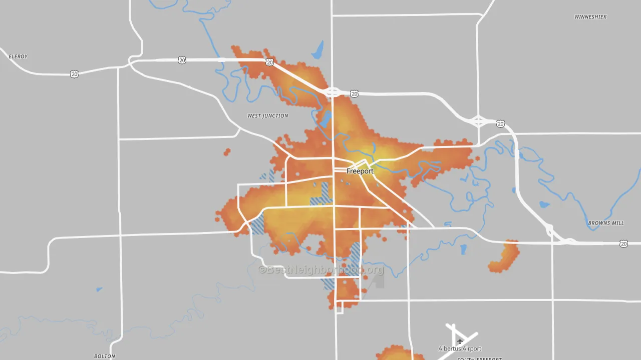 Bike Grade map of Freeport, IL