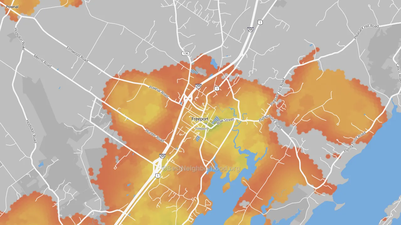 Bike Grade map of Freeport, ME