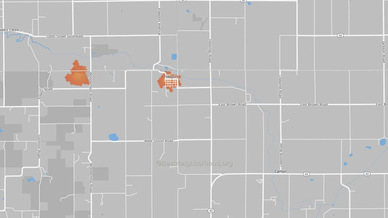 Bike Grade map of Freeport, MI