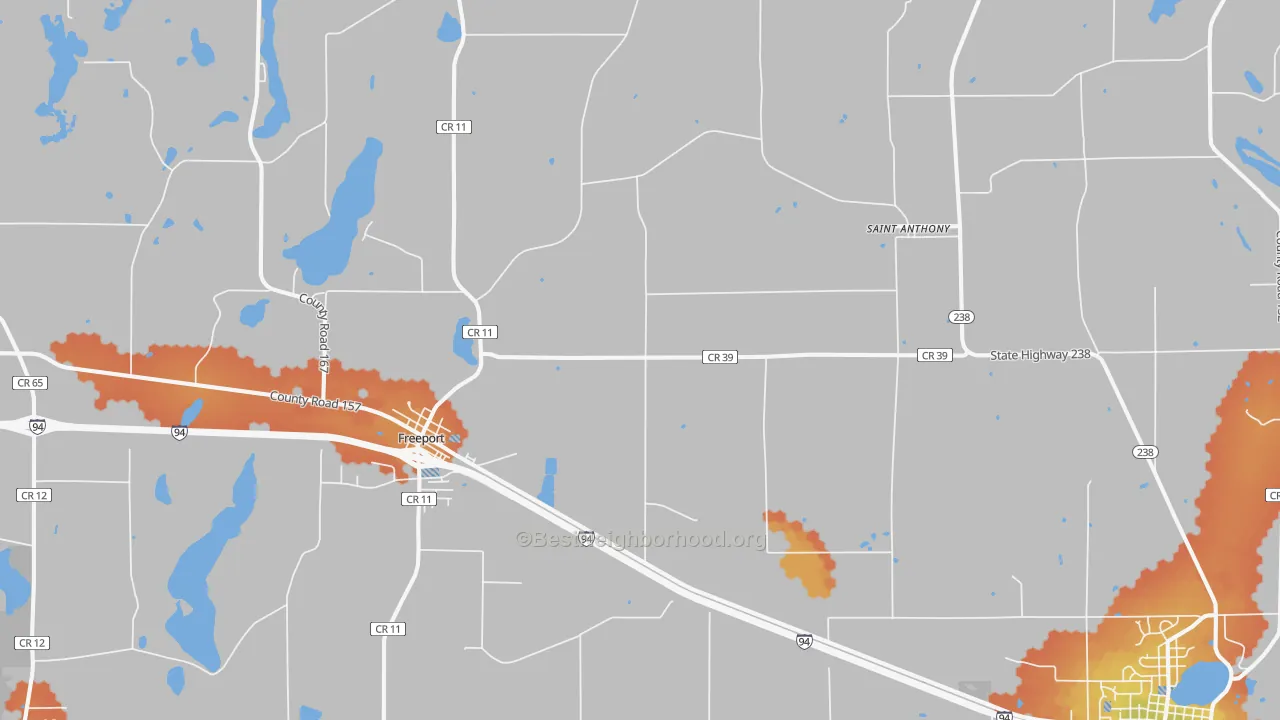 Bike Grade map of Freeport, MN