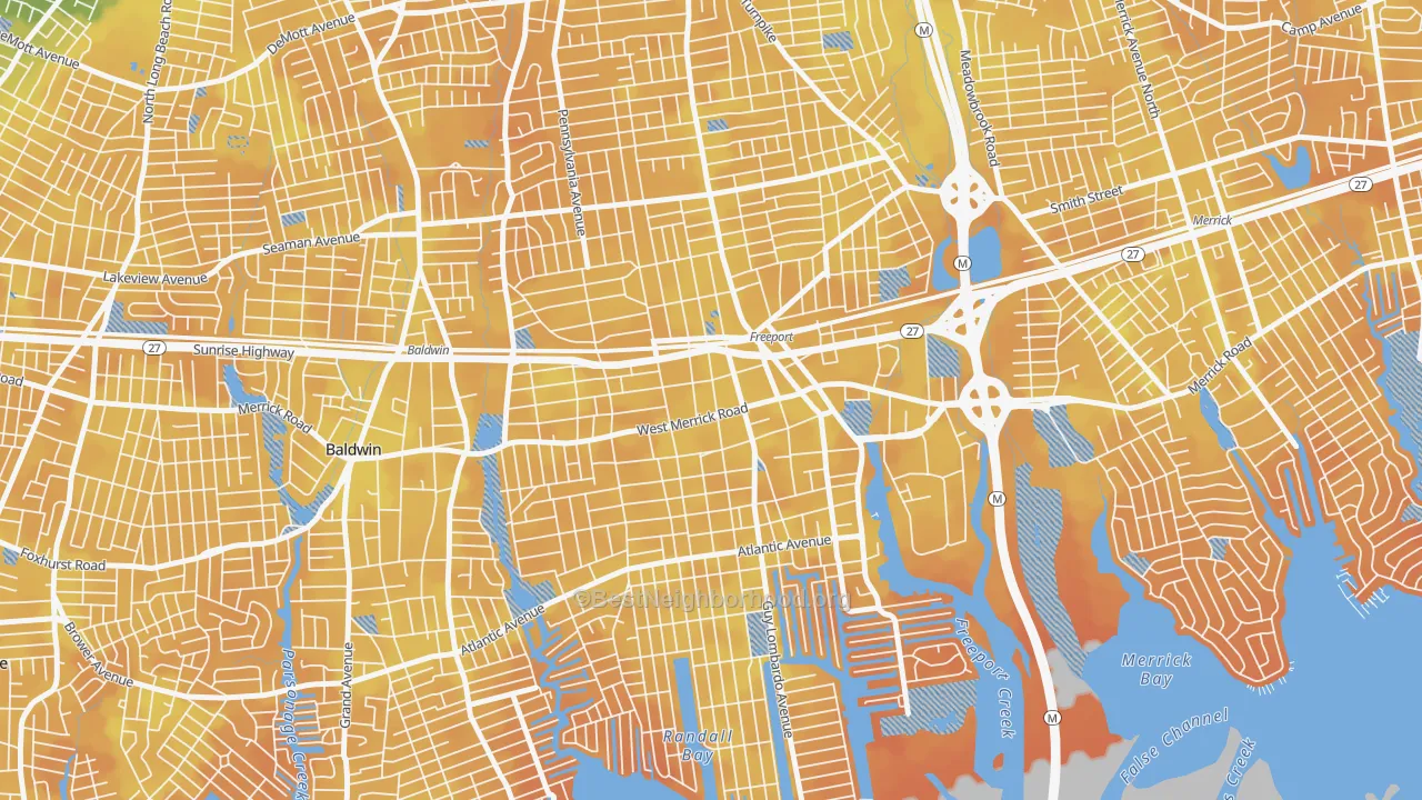 Bike Grade map of Freeport, NY