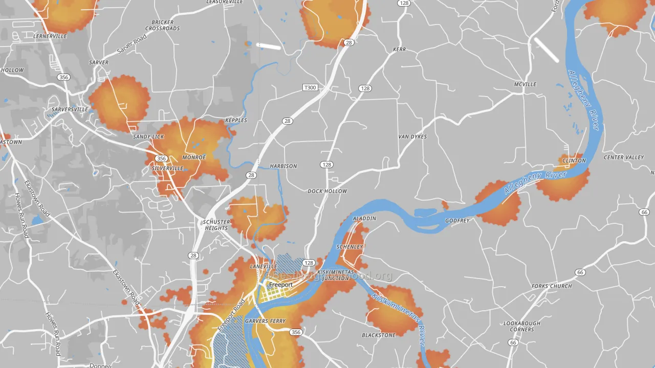 Bike Grade map of Freeport, PA
