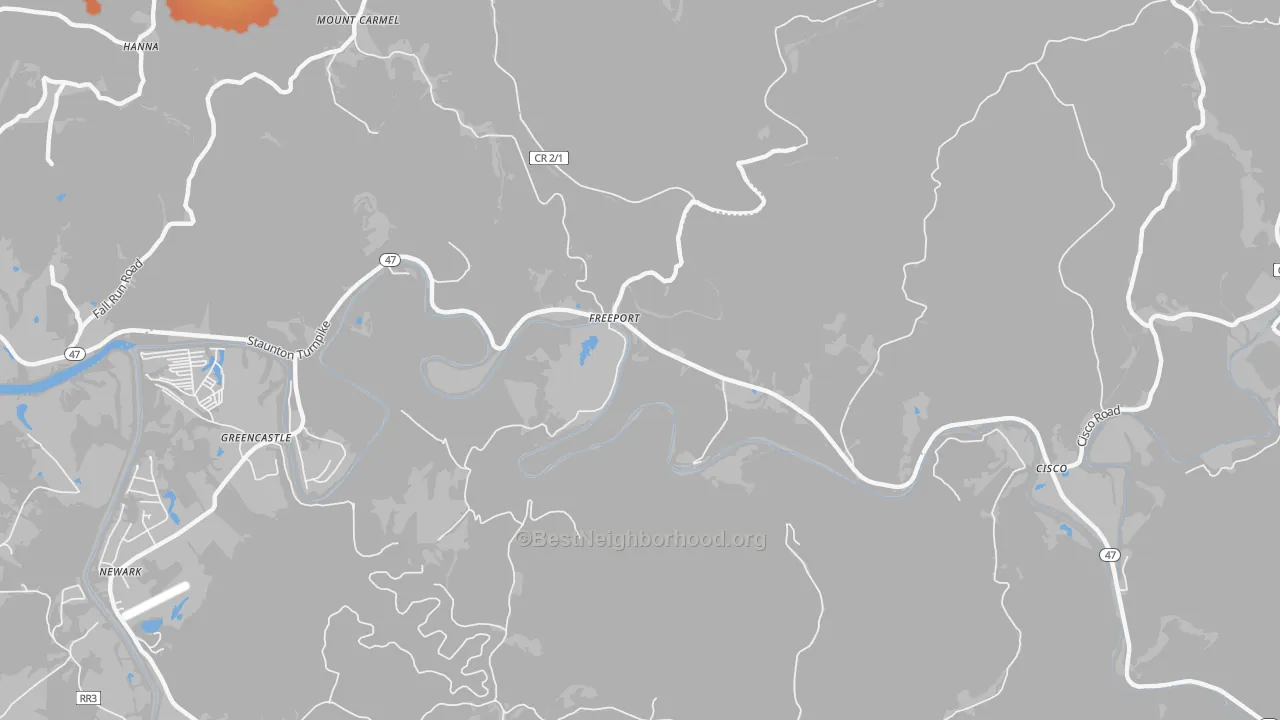 Bike Grade map of Freeport, WV