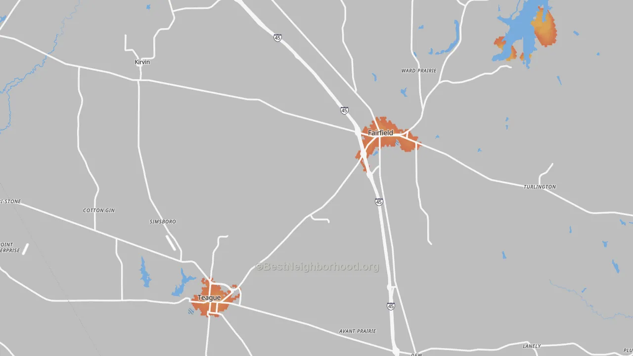 Bike Grade map of Freestone County, TX