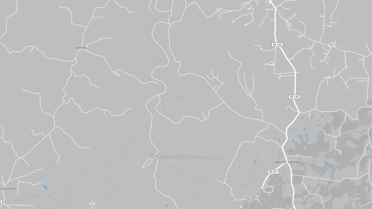 Bike Grade map of Freewill, TN