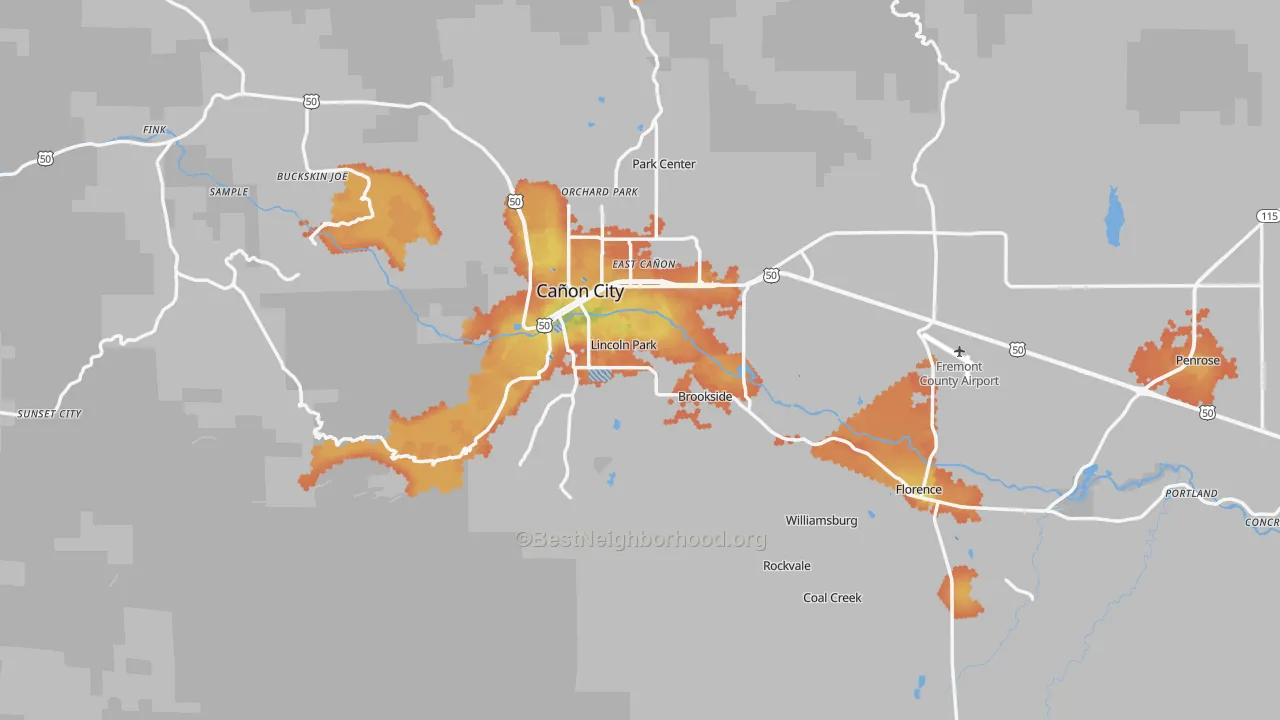 Bike Grade map of Fremont County, CO