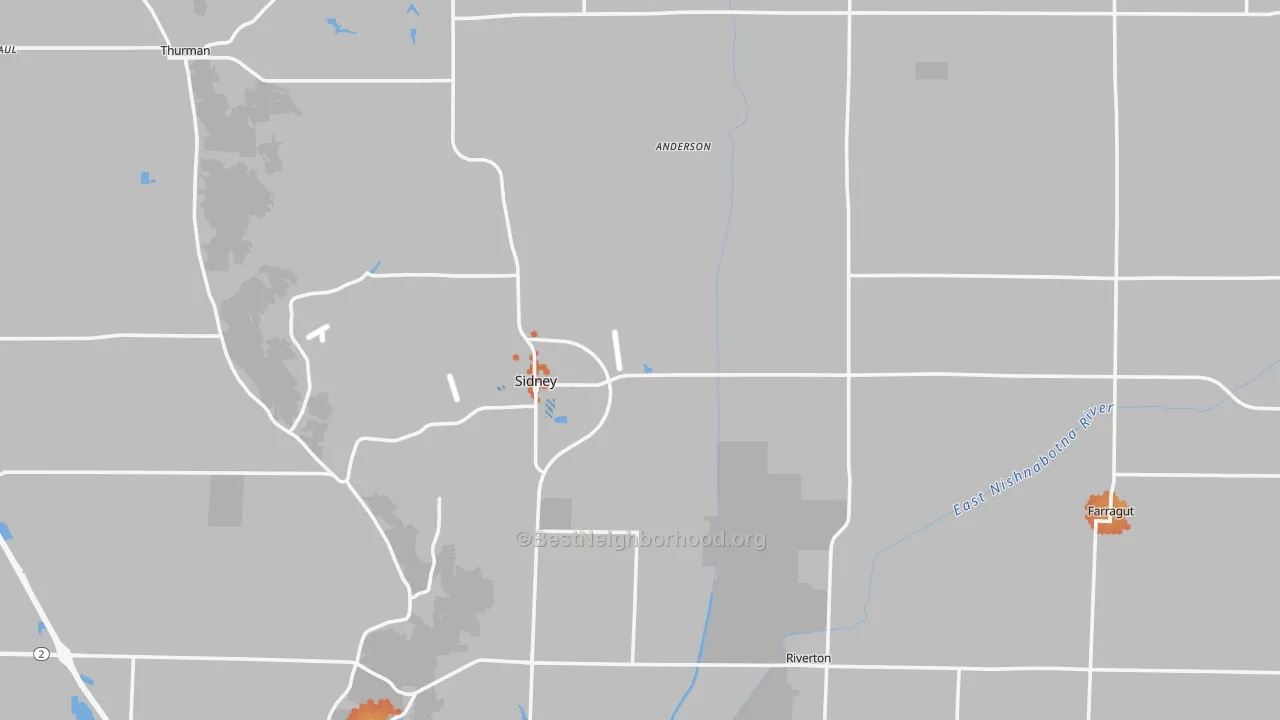 Bike Grade map of Fremont County, IA