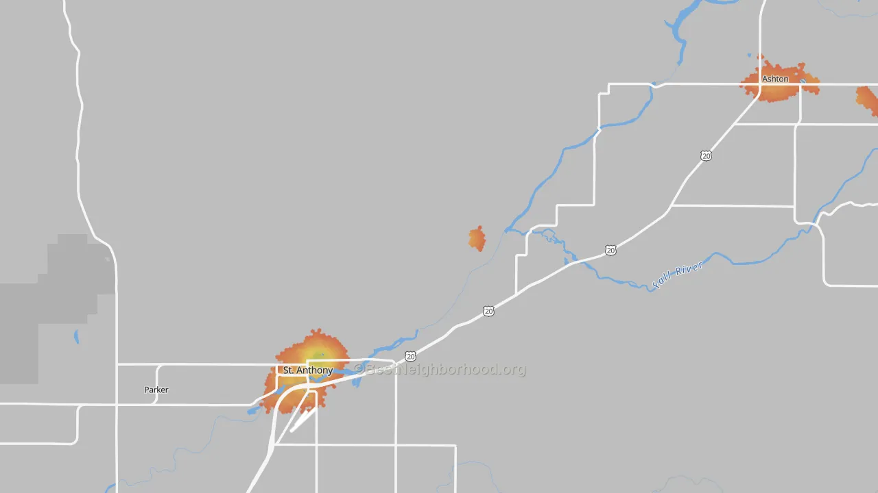 Bike Grade map of Fremont County, ID