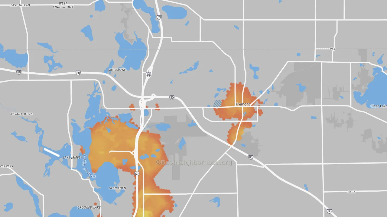 Bike Grade map of Fremont, IN
