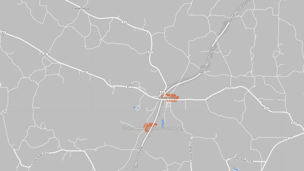 Bike Grade map of French Camp, MS