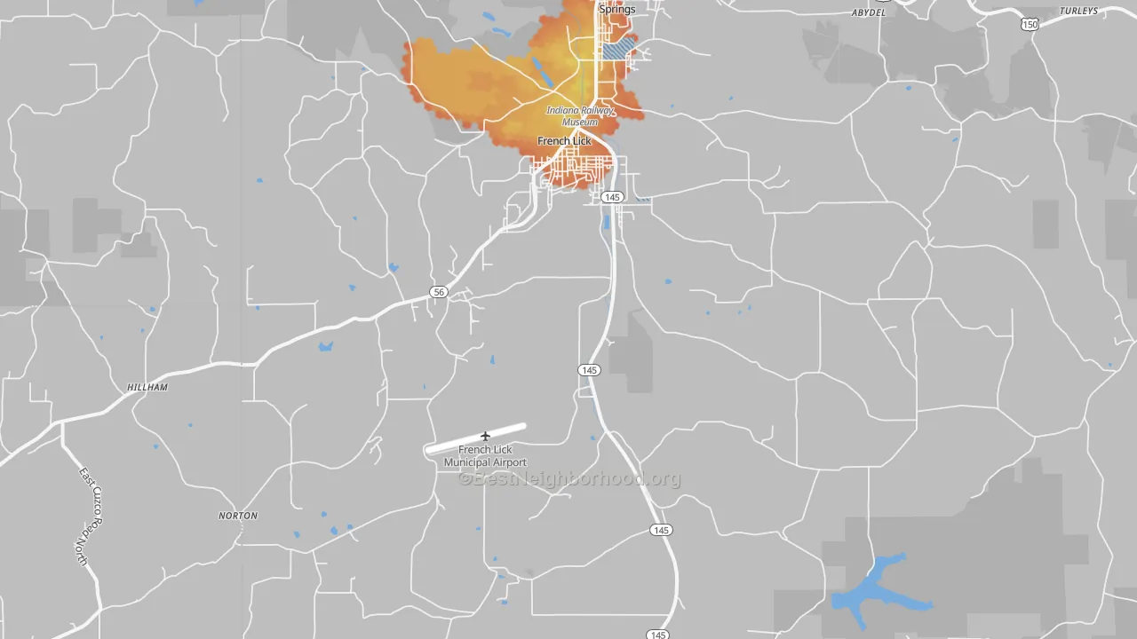 Bike Grade map of French Lick, IN