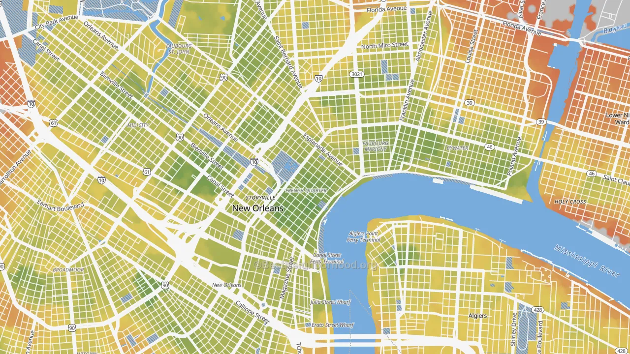 Bike Grade map of French Quarter, New Orleans, LA