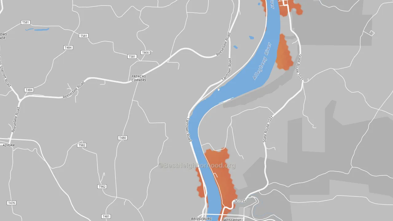 Bike Grade map of Frenchs Corners, PA