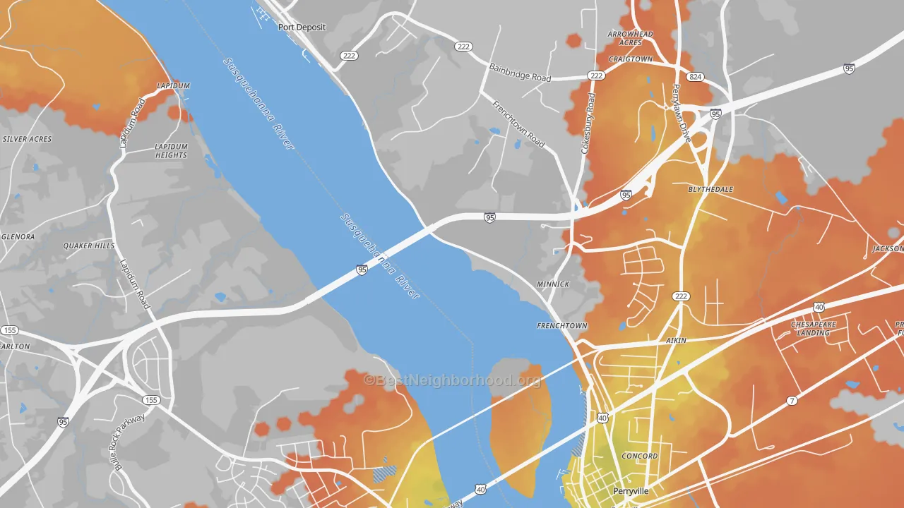 Bike Grade map of Frenchtown, MD