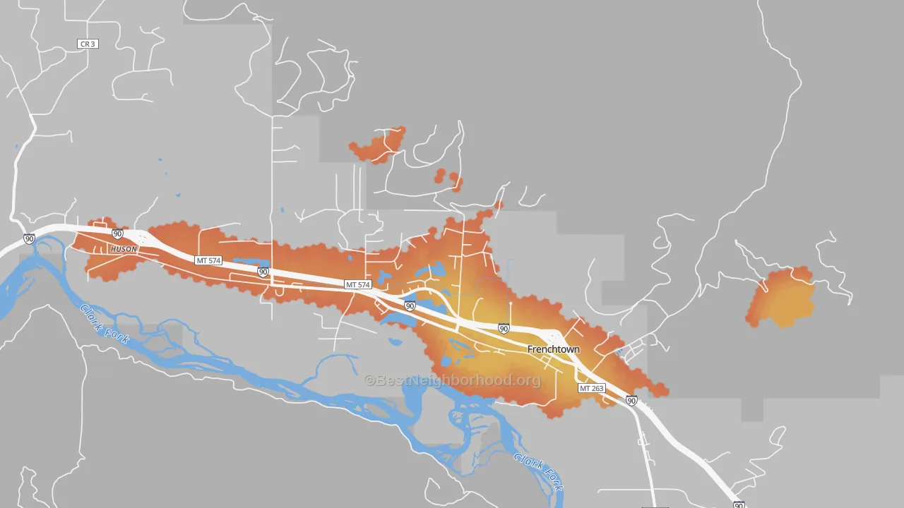 Bike Grade map of Frenchtown, MT