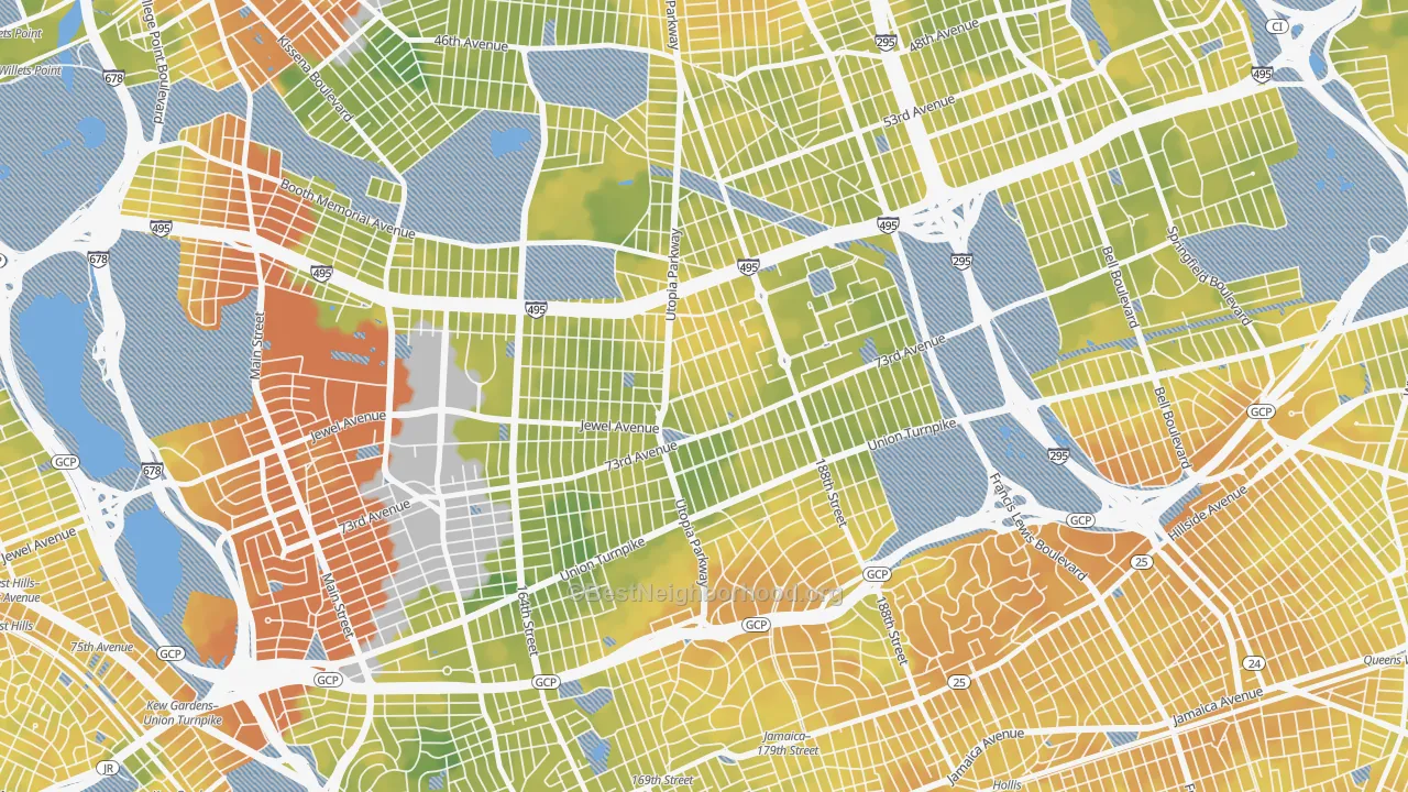Bike Grade map of Fresh Meadows, Queens, NY
