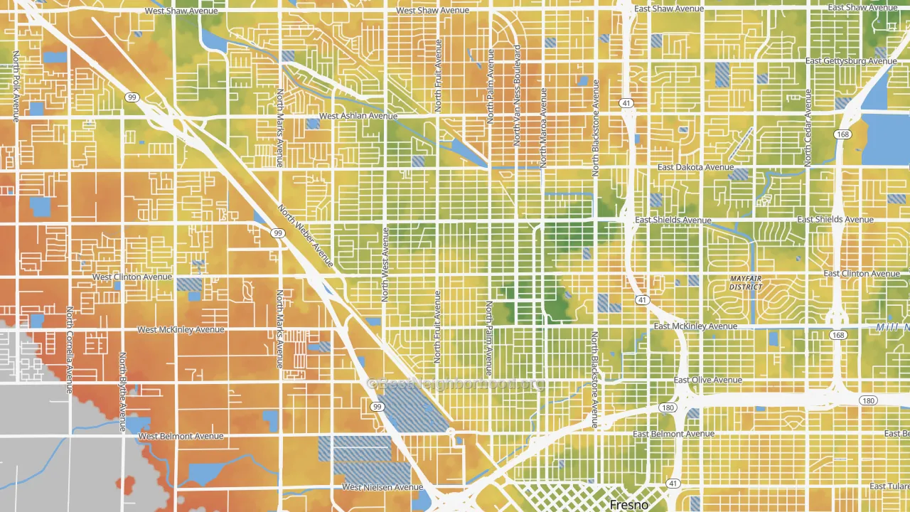 Bike Grade map of Fresno-High, Fresno, CA