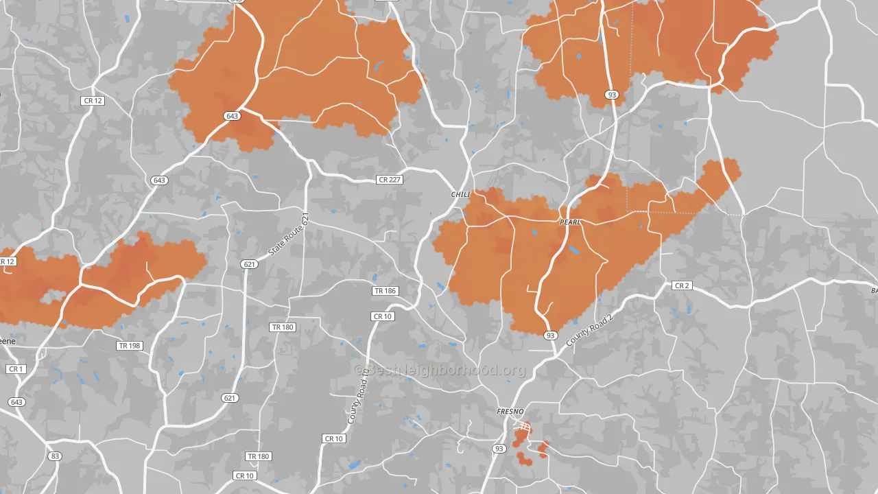 Bike Grade map of Fresno, OH