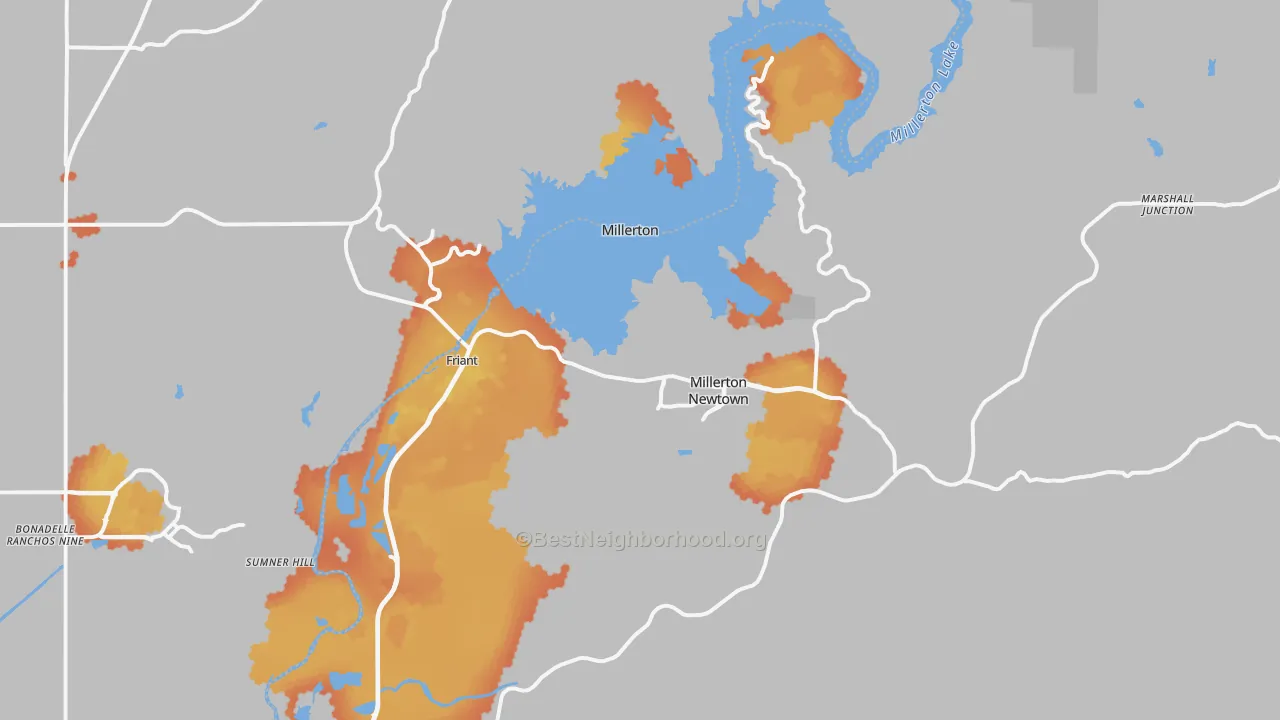 Bike Grade map of Friant, CA