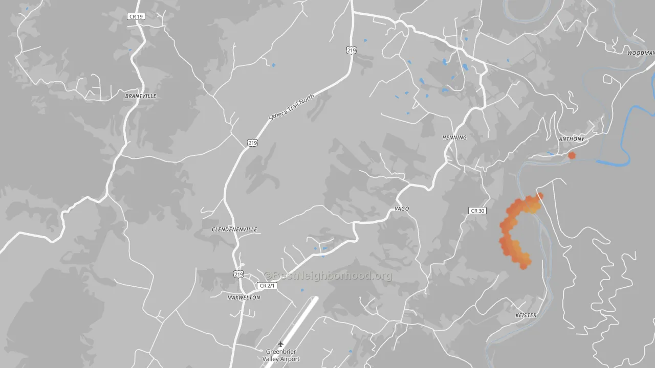 Bike Grade map of Friars Hill, WV