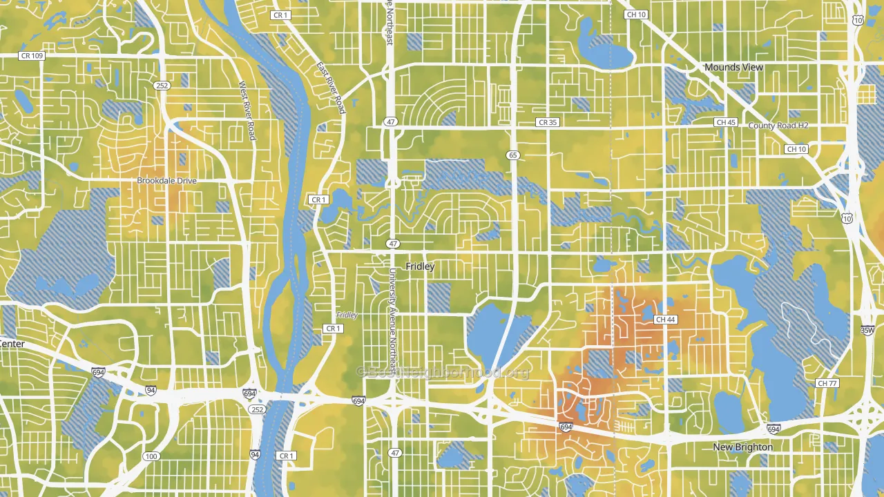 Bike Grade map of Fridley, MN