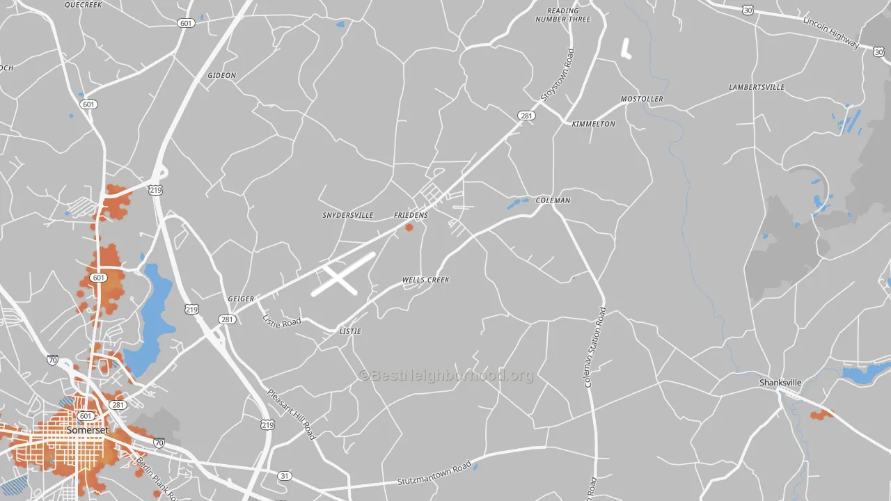 Bike Grade map of Friedens, PA