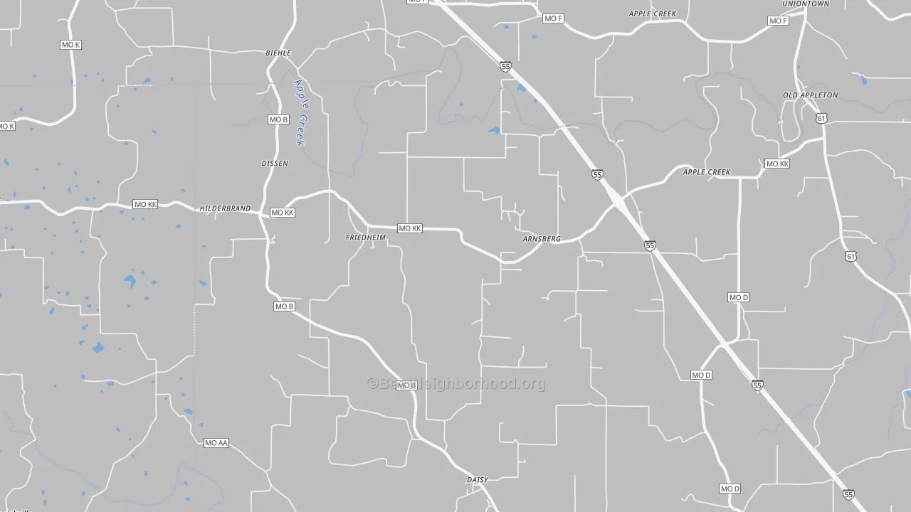 Bike Grade map of Friedheim, MO