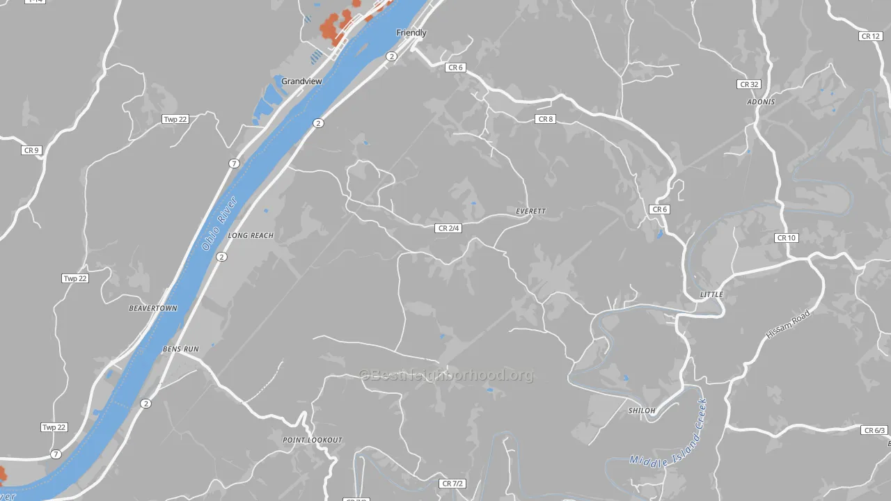 Bike Grade map of Friendly, WV