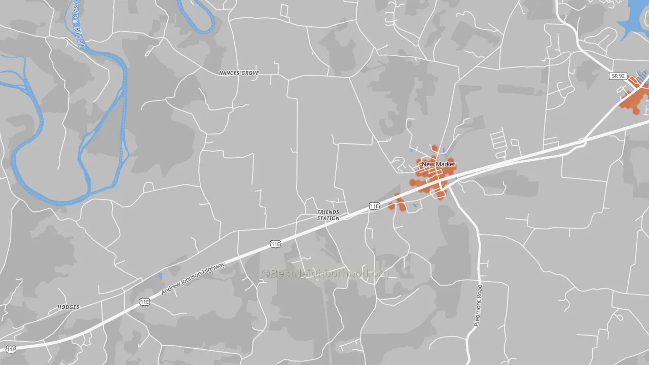Bike Grade map of Friends Station, TN