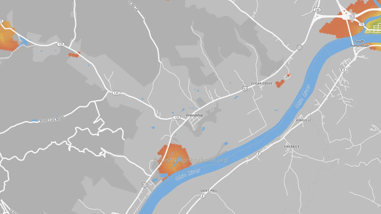Bike Grade map of Friendship, OH