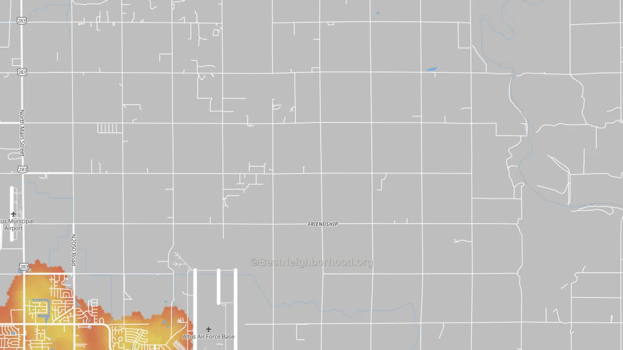Bike Grade map of Friendship, OK
