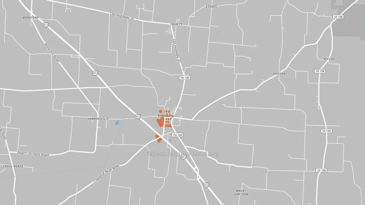 Bike Grade map of Friendship, TN