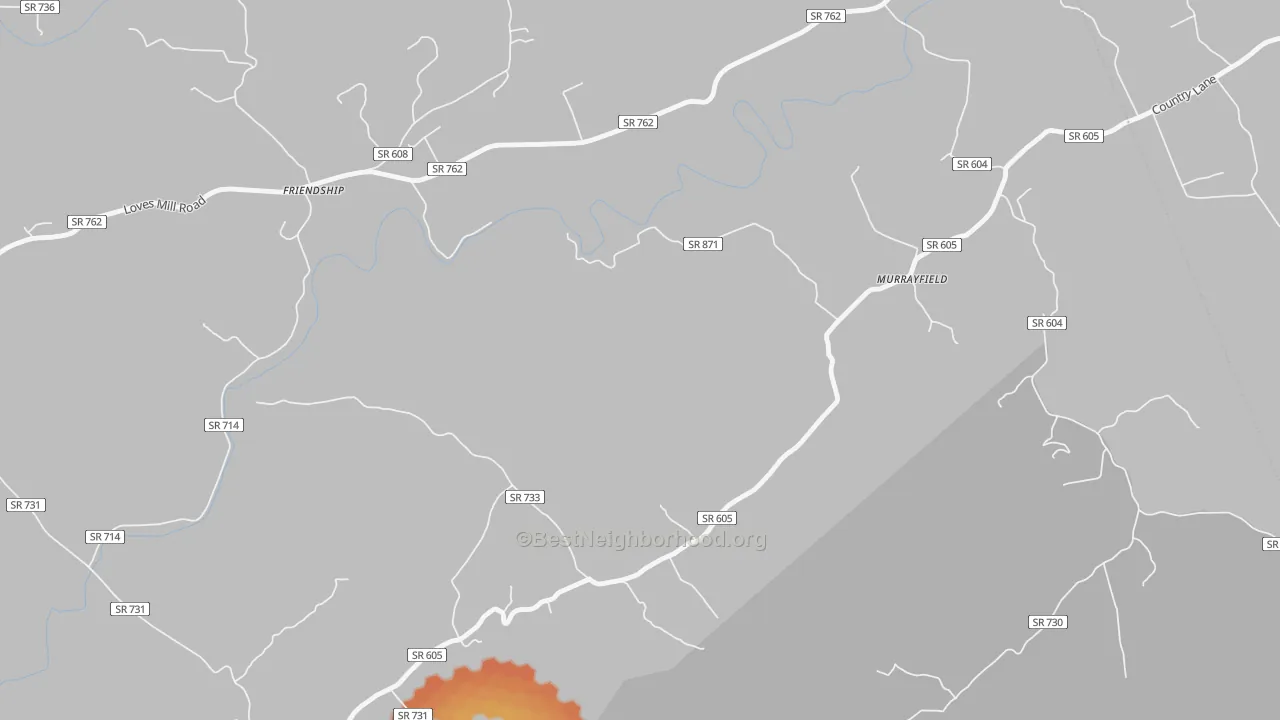 Bike Grade map of Friendship, VA