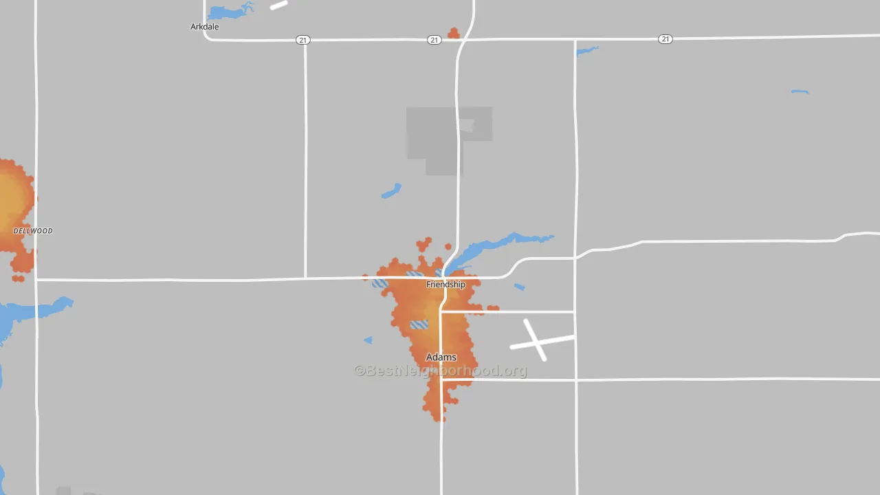 Bike Grade map of Friendship, WI