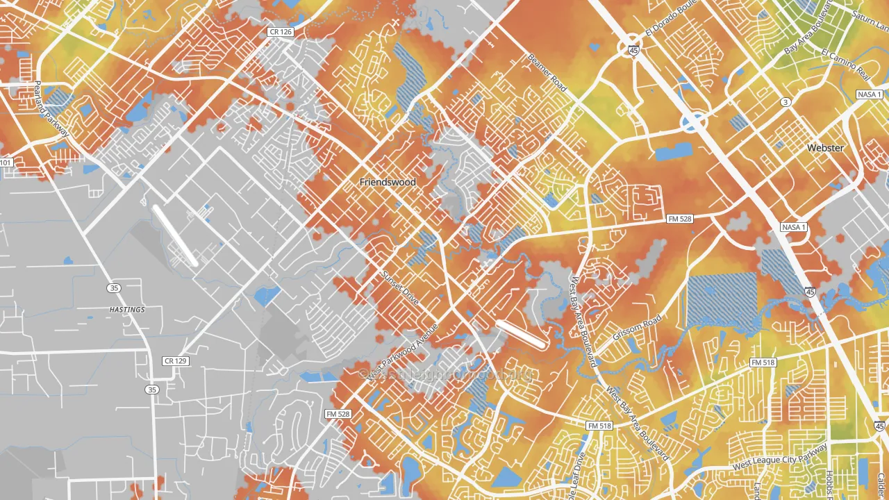 Bike Grade map of Friendswood, TX
