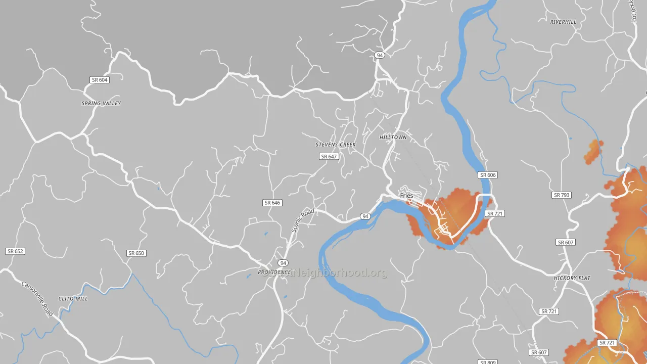 Bike Grade map of Fries, VA