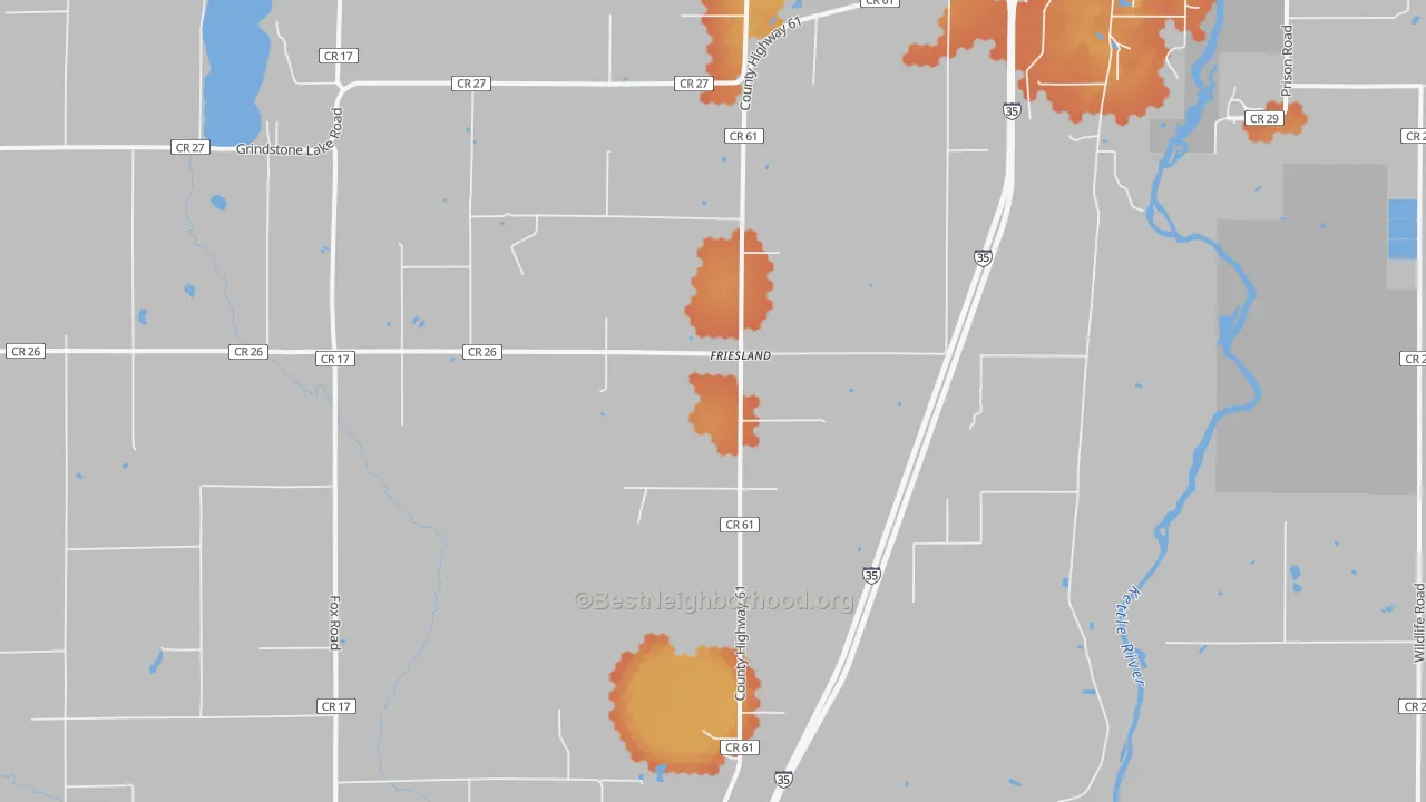 Bike Grade map of Friesland, MN