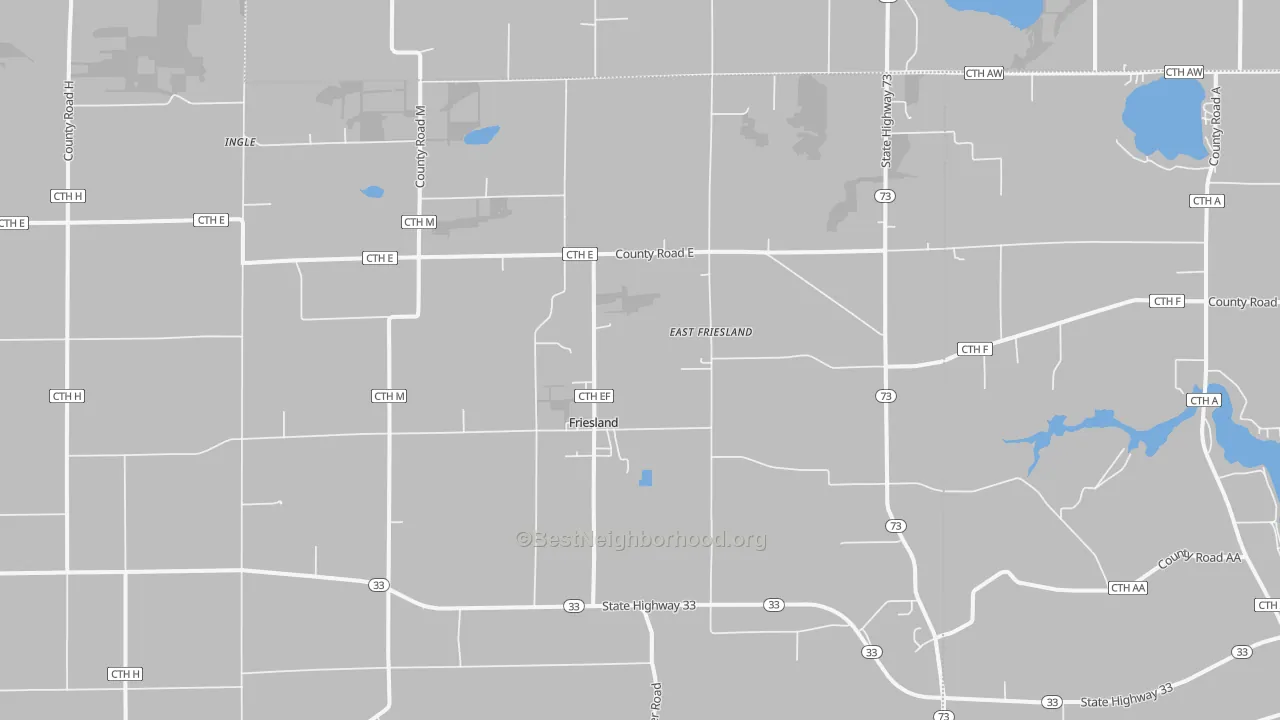 Bike Grade map of Friesland, WI