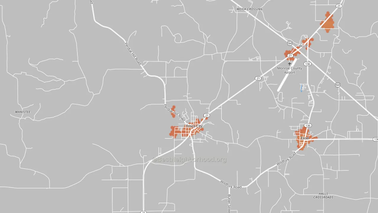 Bike Grade map of Frisco City, AL