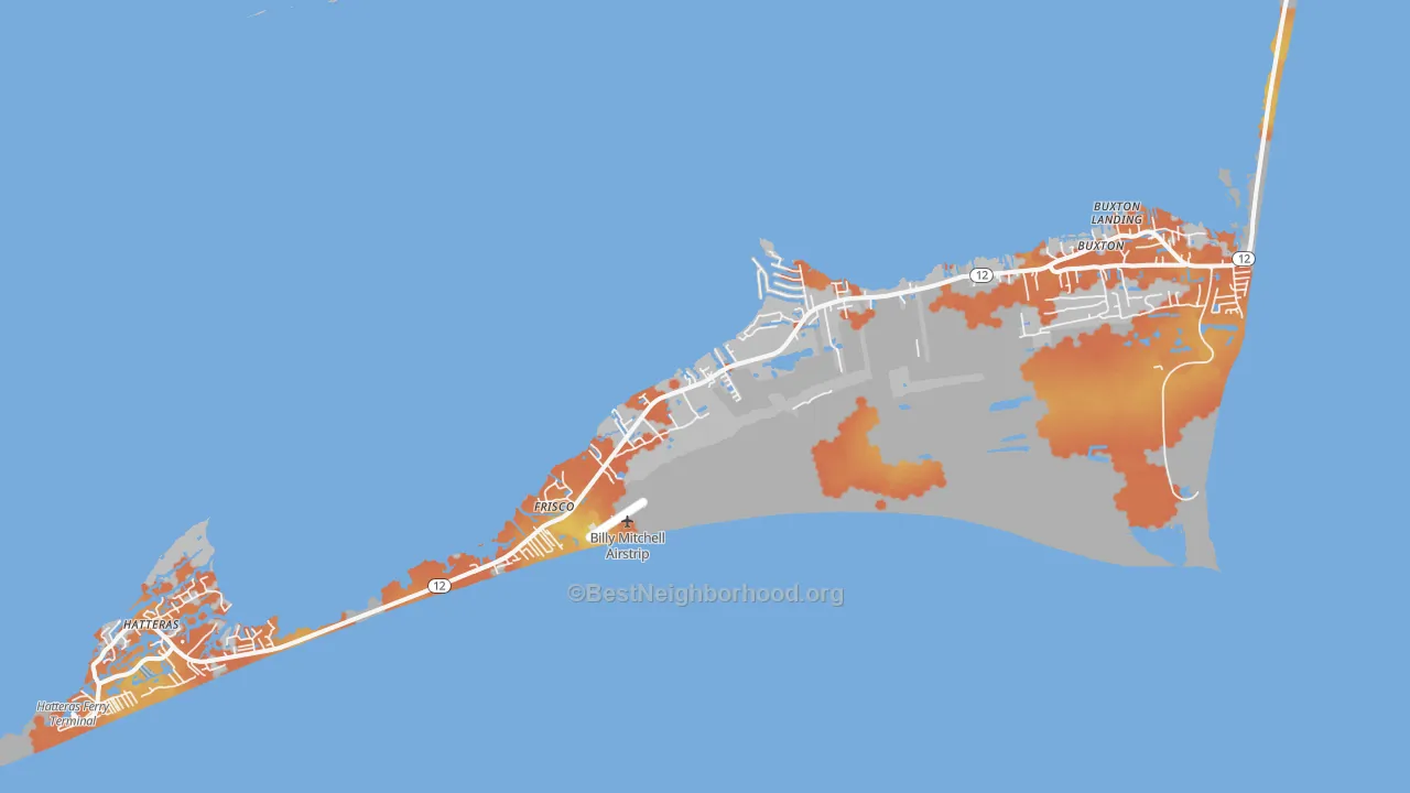 Bike Grade map of Frisco, NC