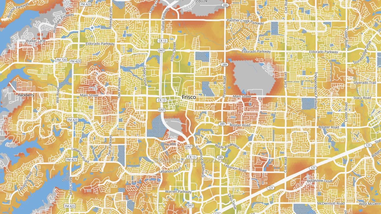 Bike Grade map of Frisco, TX