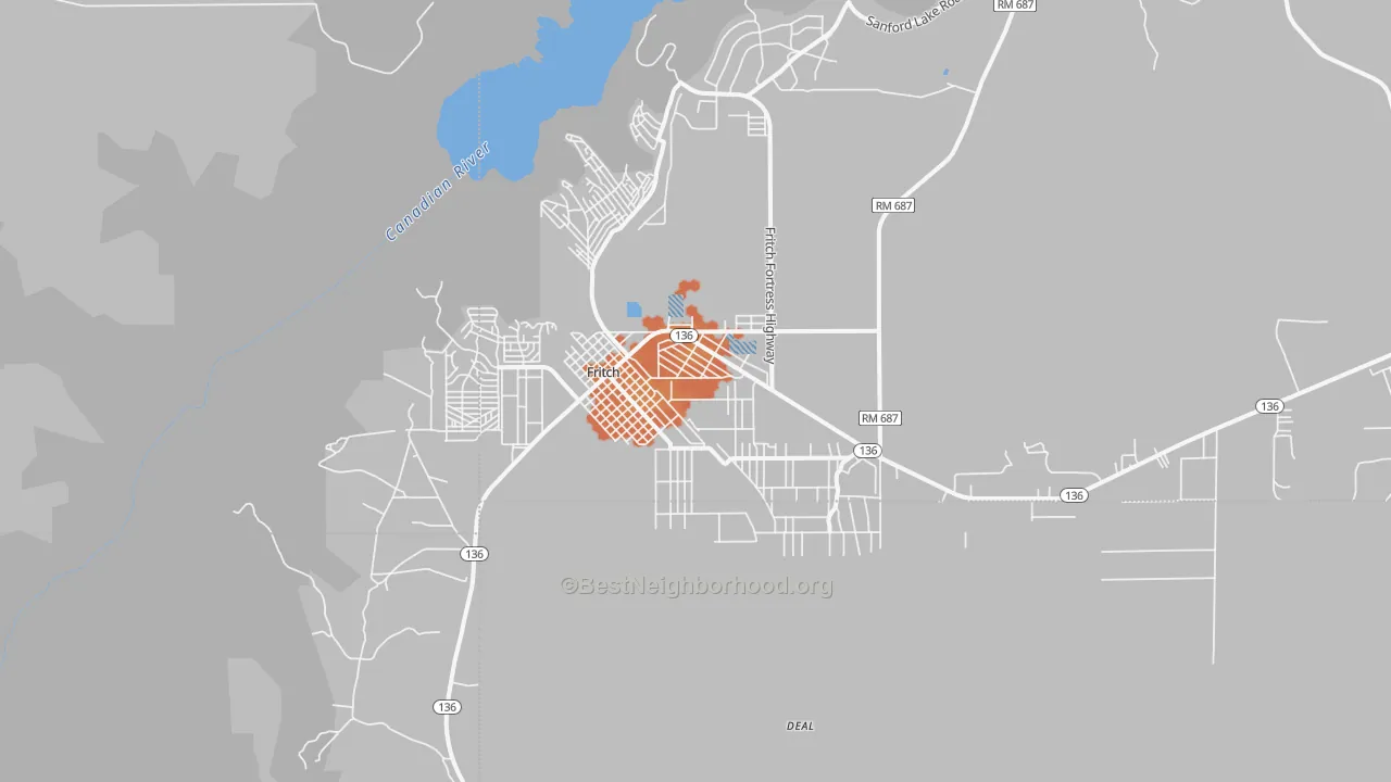 Bike Grade map of Fritch, TX