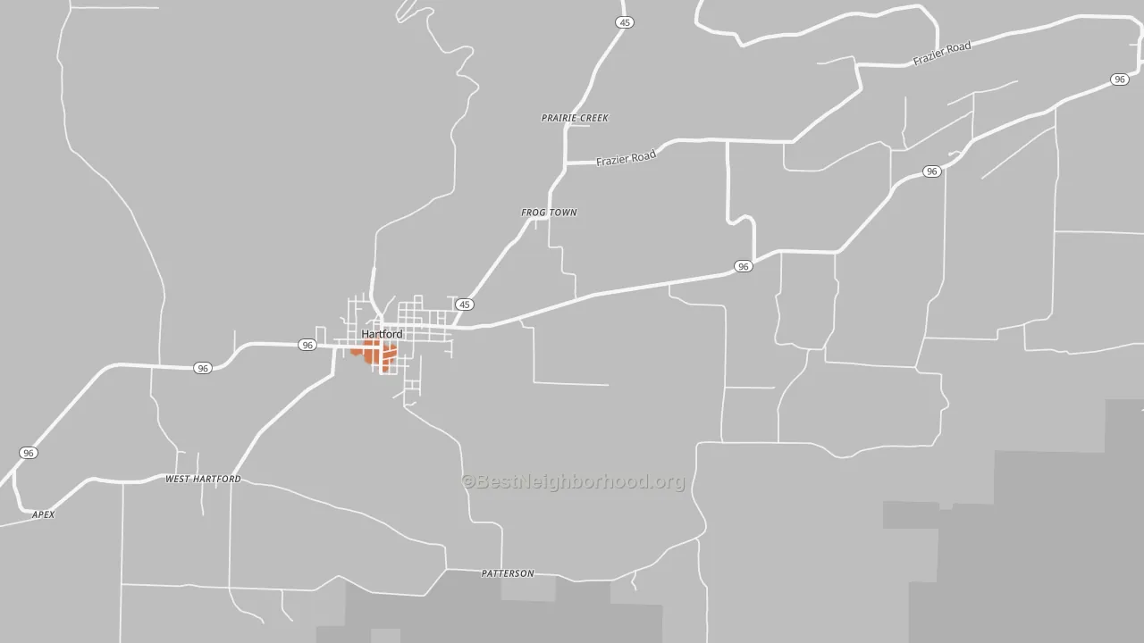 Bike Grade map of Frog Town, AR