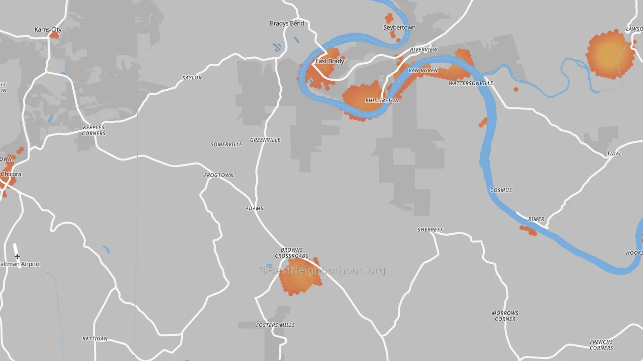 Bike Grade map of Frogtown, PA