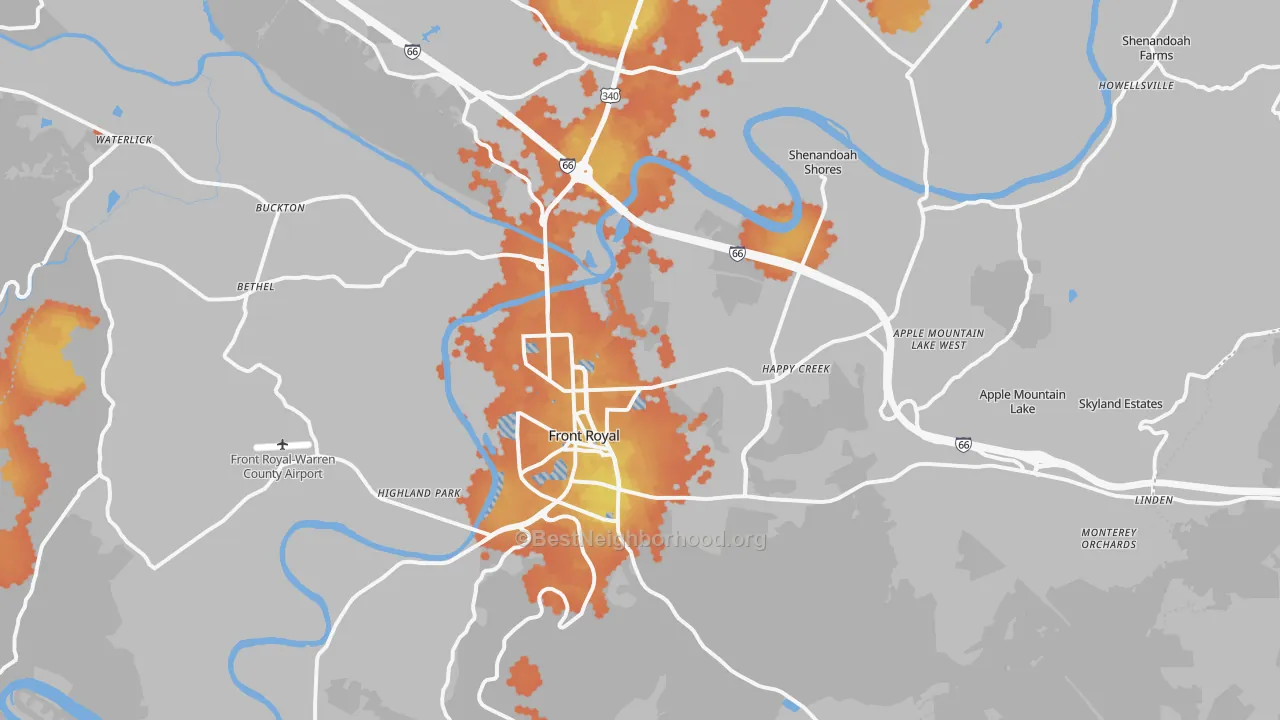 Bike Grade map of Front Royal, VA