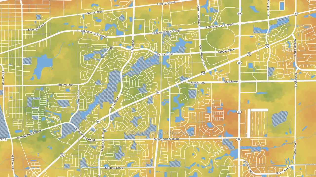 Bike Grade map of Frontenac, Aurora, IL