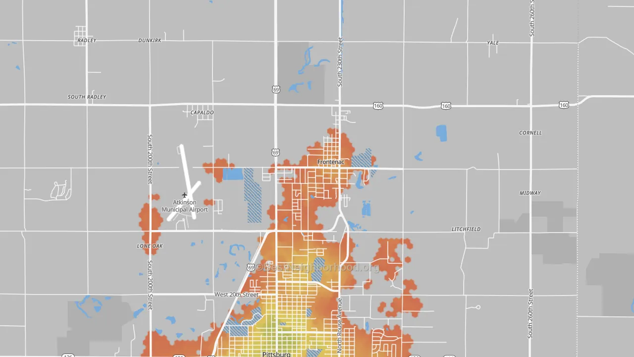 Bike Grade map of Frontenac, KS