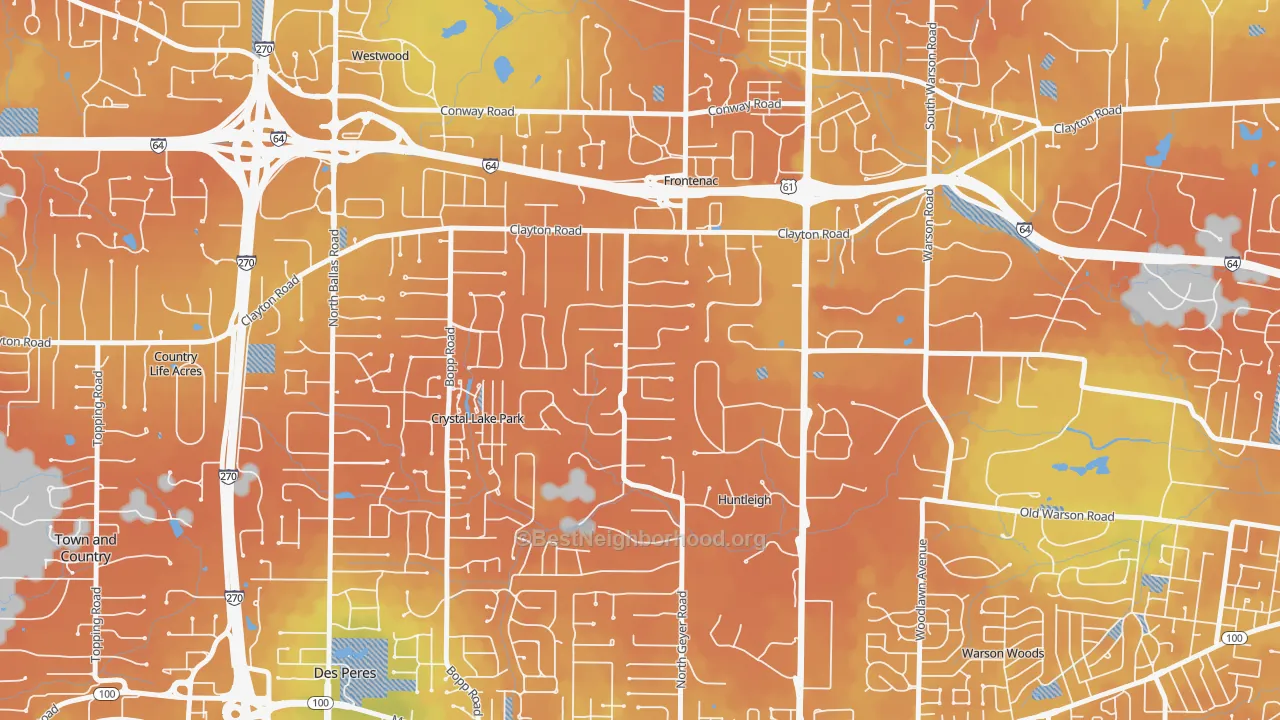 Bike Grade map of Frontenac, MO