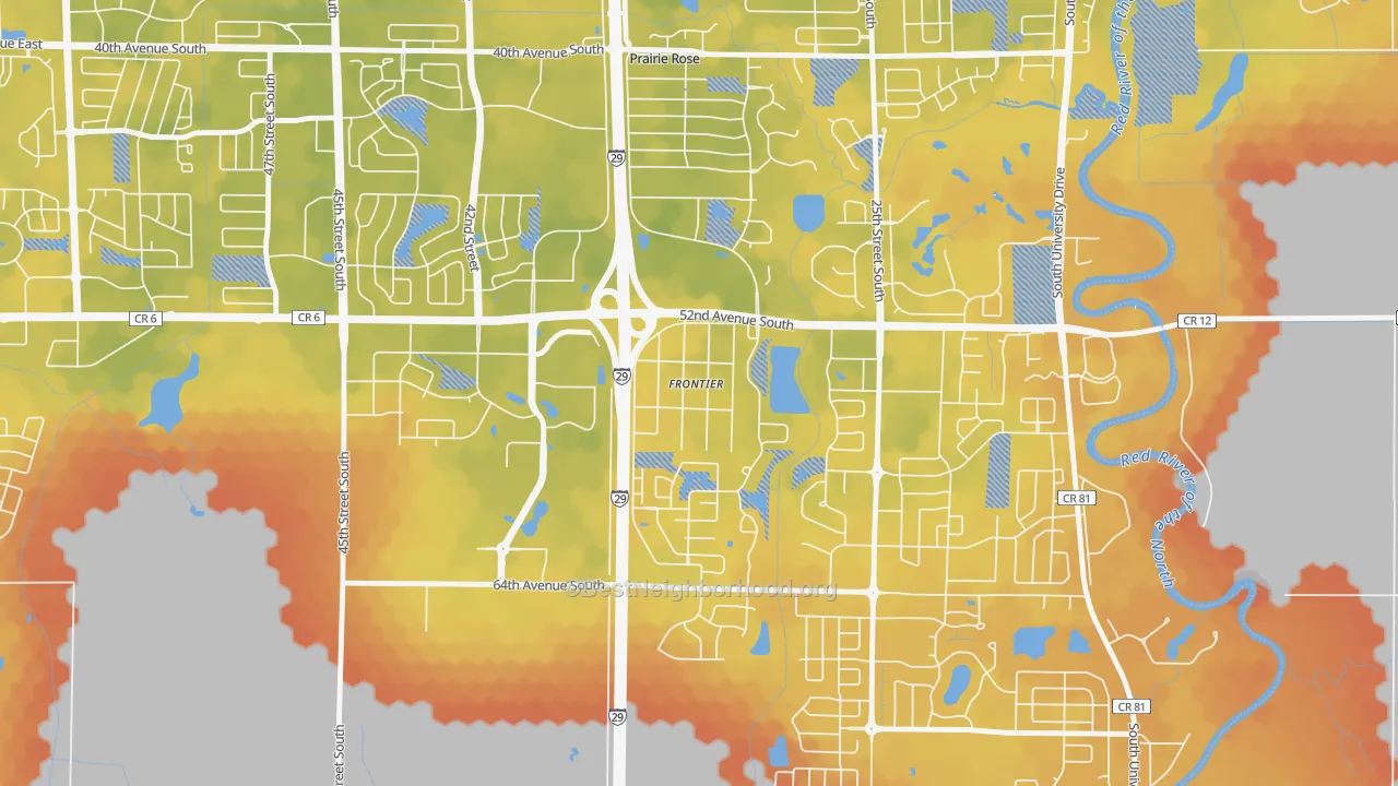 Bike Grade map of Frontier, ND