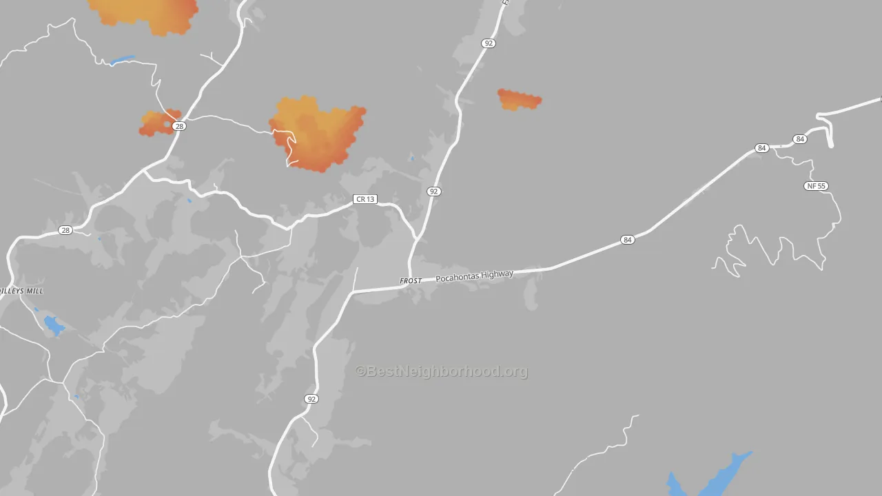 Bike Grade map of Frost, WV
